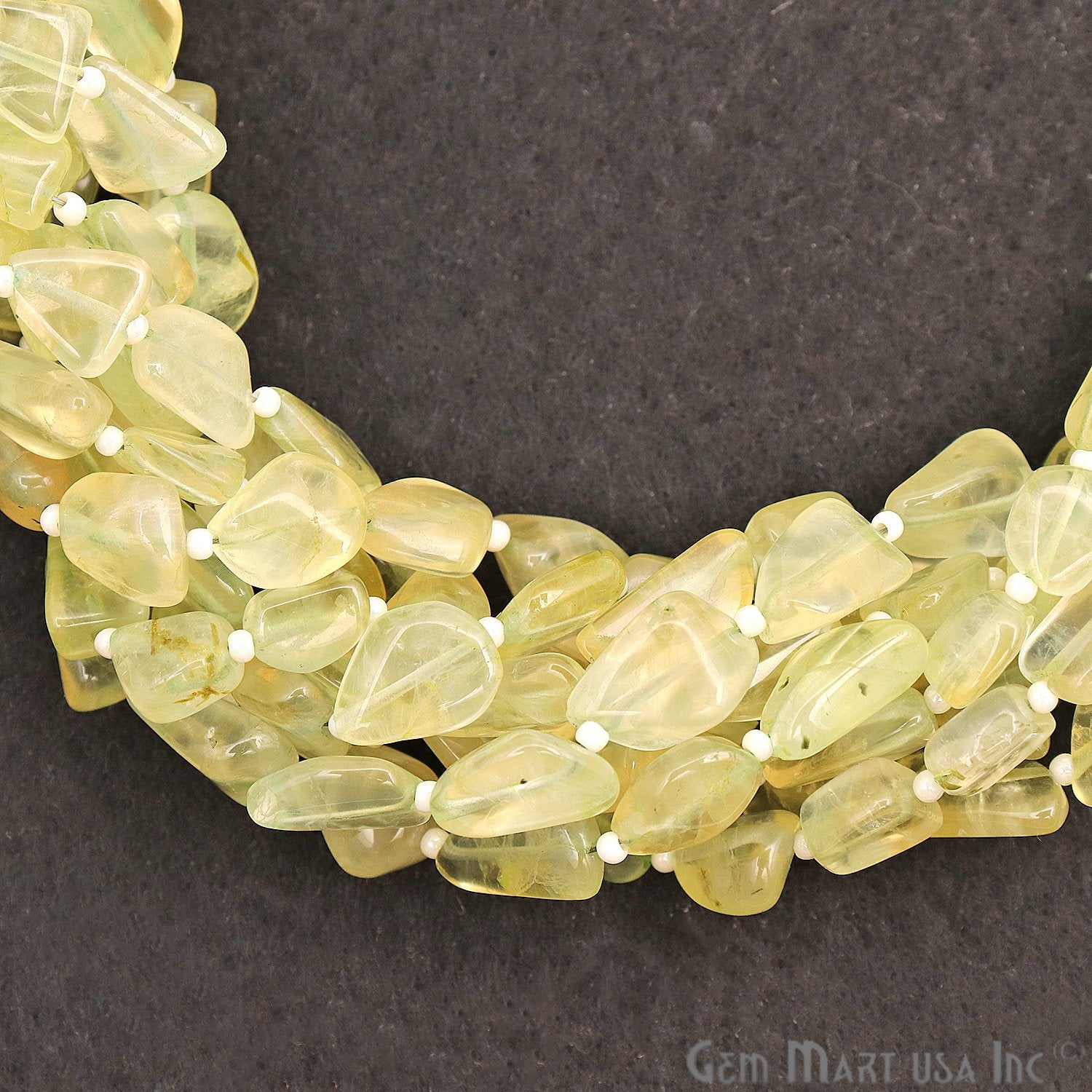 Prehnite Free Form 13x9mm Tumble Beads Gemstone Strands - GemMartUSA