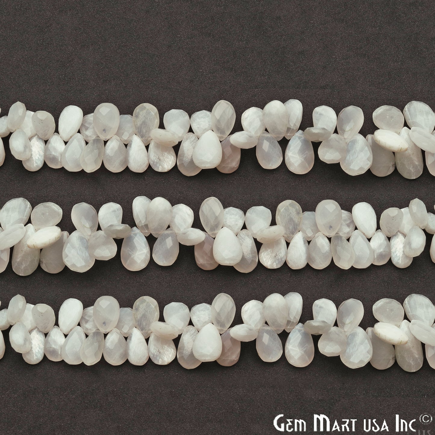 White Moonstone Pears 16x9mm Crafting Beads Gemstone Briolette Strands 8 INCH - GemMartUSA