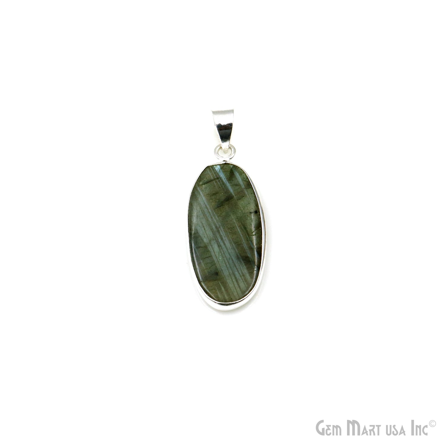 Labradorite Gemstone Oval 36x16mm Sterling Silver Necklace Pendant 1PC