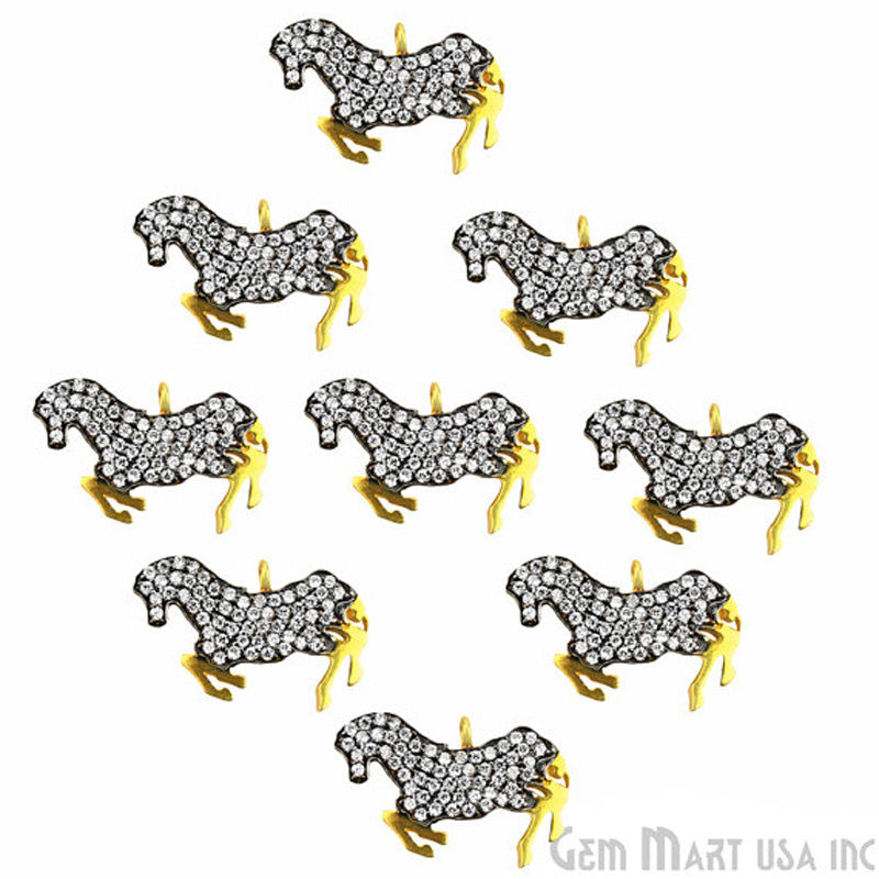 Horse' CZ Pave Gold Vermeil Charm for Bracelet & Pendants - GemMartUSA
