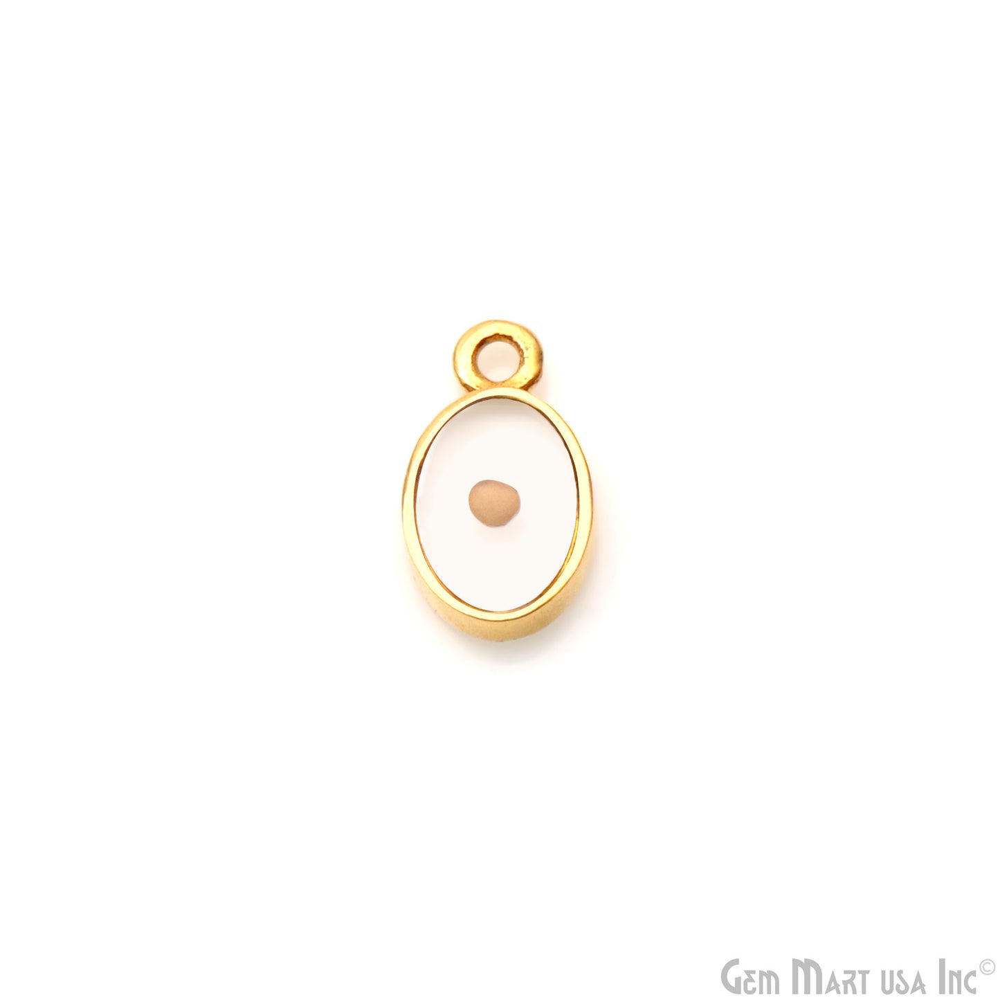 Oval Crystal Mustard Seed 15x8mm Gold Plated Faith Charm Pendant