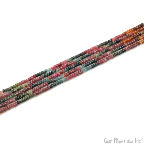 Multi Tourmaline Rondelle Beads, 14 Inch Gemstone Strands, Drilled Strung Nugget Beads, Faceted Round, 4-5mm