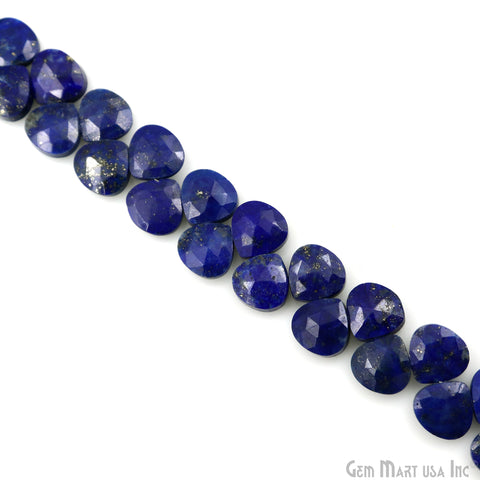 Lapis Heart Beads, 7 Inch Gemstone Strands, Drilled Strung Briolette Beads, Heart Shape, 7mm