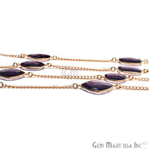 Amethyst 15mm Gold Plated Bezel Link Connector Chain - GemMartUSA (764144255023)