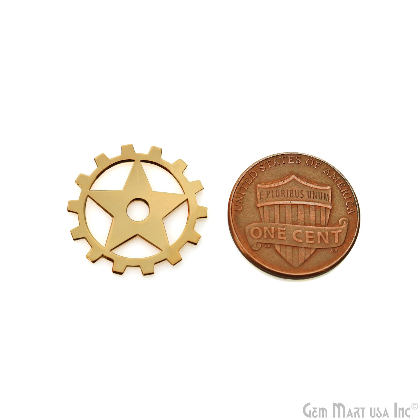 Gear Shape Gold Laser Finding 20mm Gold Plated Charm For Bracelets & Pendants