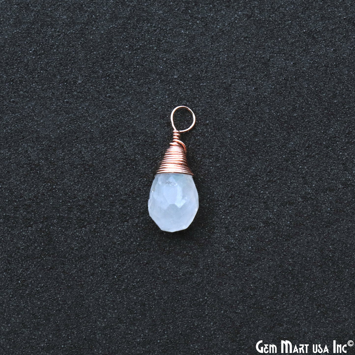 Rainbow Moonstone Rose Gold Wire Wrapped Drop Shape 16x6mm Single Bail Gemstone Connector