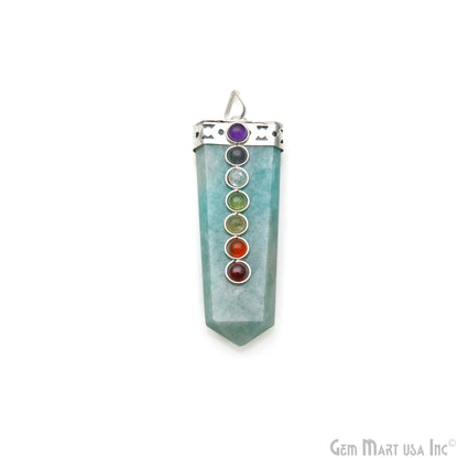 DIY 7 Chakra Healing Gemstone Silver 60x20mm Terminated Pendant