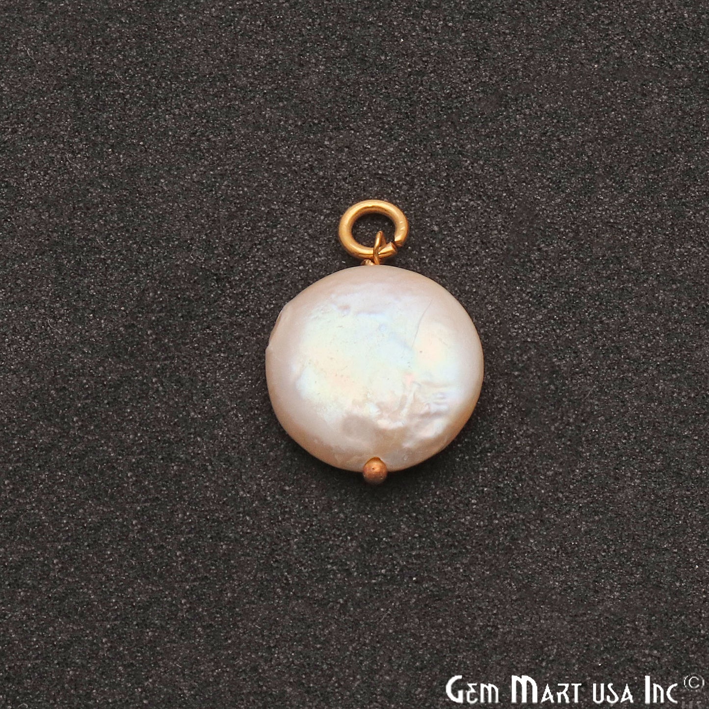 Pearl Round 16x12mm Gold Plated Single Bail Gemstone Pendant Connector - GemMartUSA