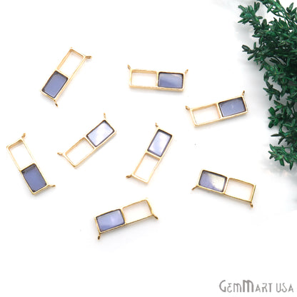 Gemstone Bar 23x8mm Rectangle Gold Plated Double Bail Pendant Connector