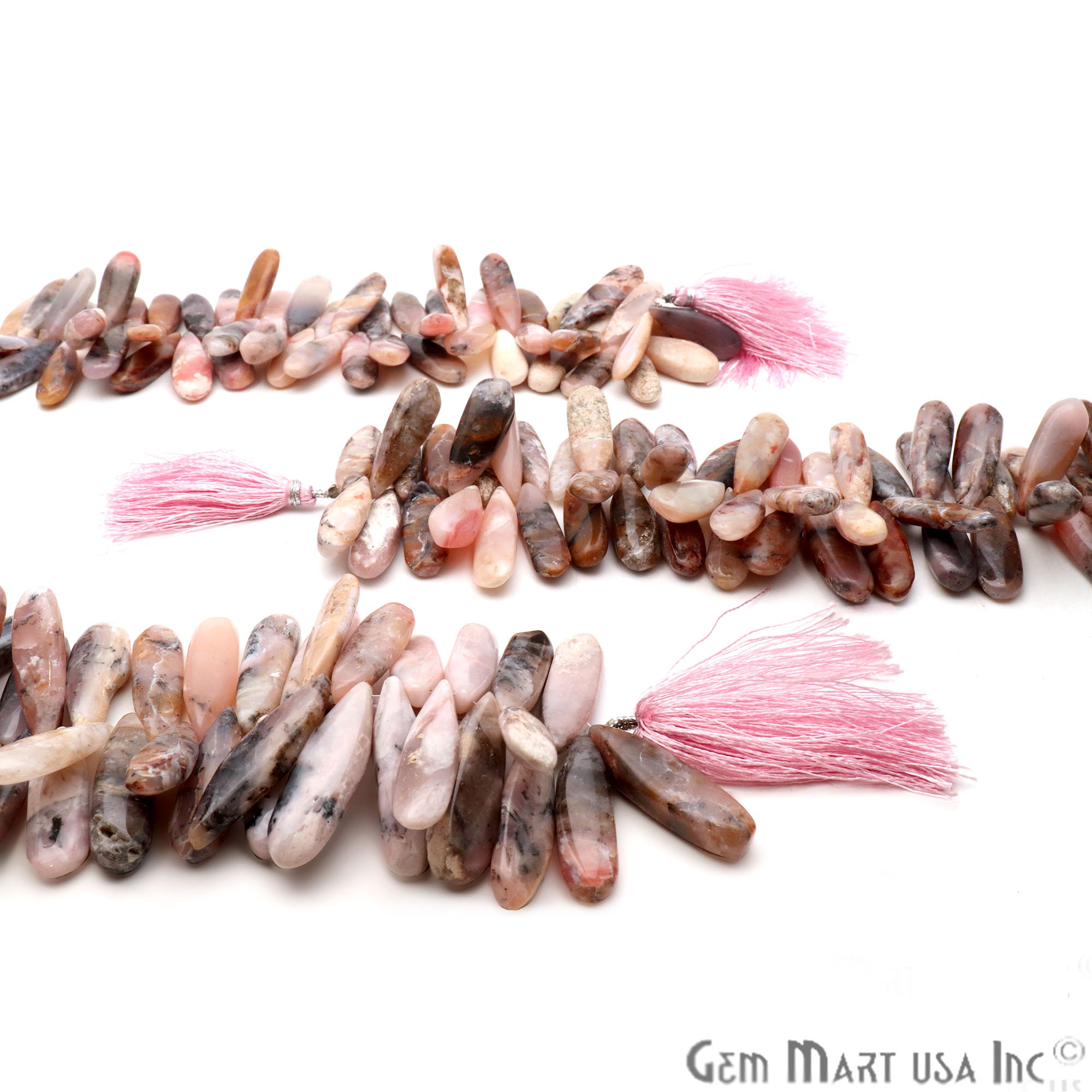 Pink Opal Pears 31x10mm Crafting Beads Gemstone Strands 8INCH - GemMartUSA