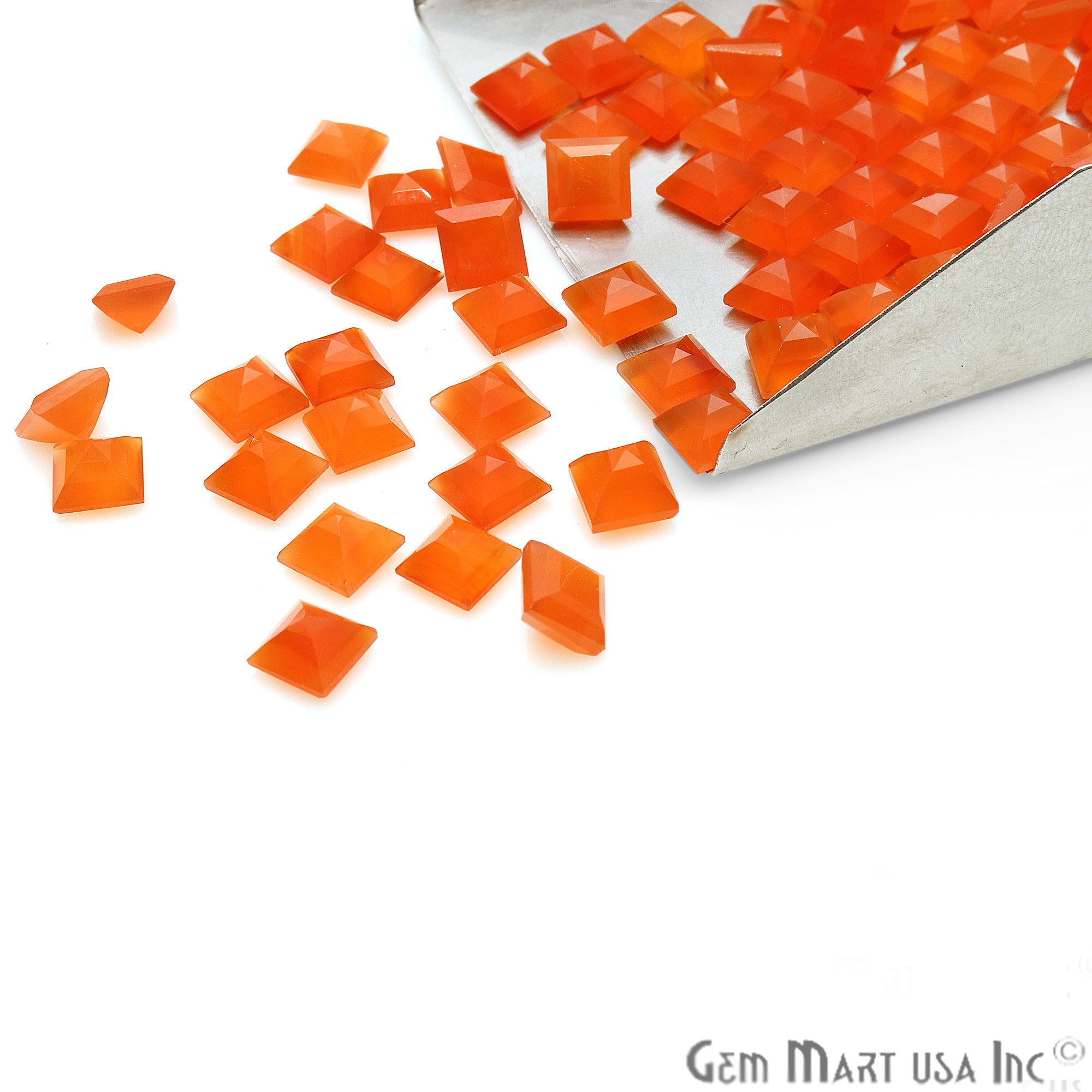 Carnelian Square Shape 7mm Faceted Loose Gemstone - GemMartUSA