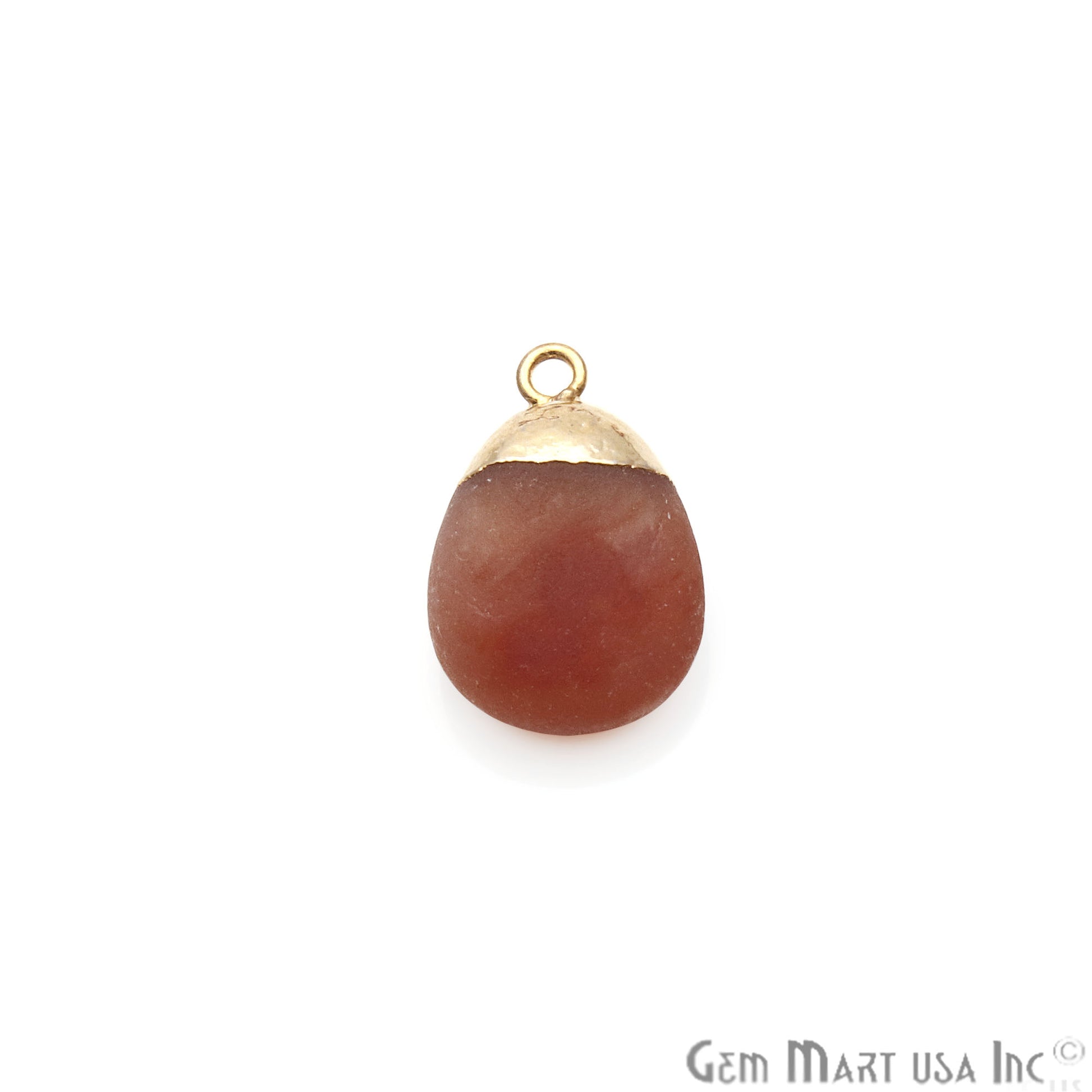 Carnelian Matte Beads 23x15mm Single Bail Gold Electroplated Gemstone Connector - GemMartUSA