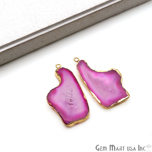 Agate Slice 45x23mm Gold...