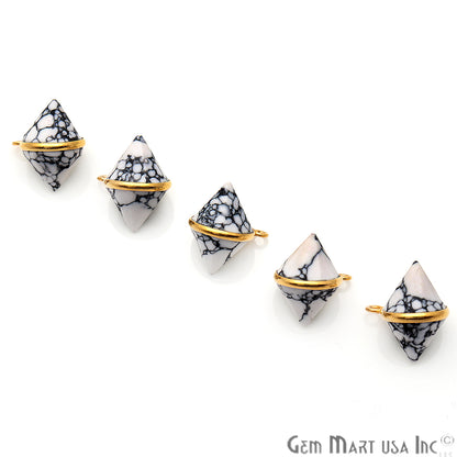 Double Cone Shape 19x16mm Gold Plated Single Bail Gemstone Connector (Pick Gemstone) - GemMartUSA