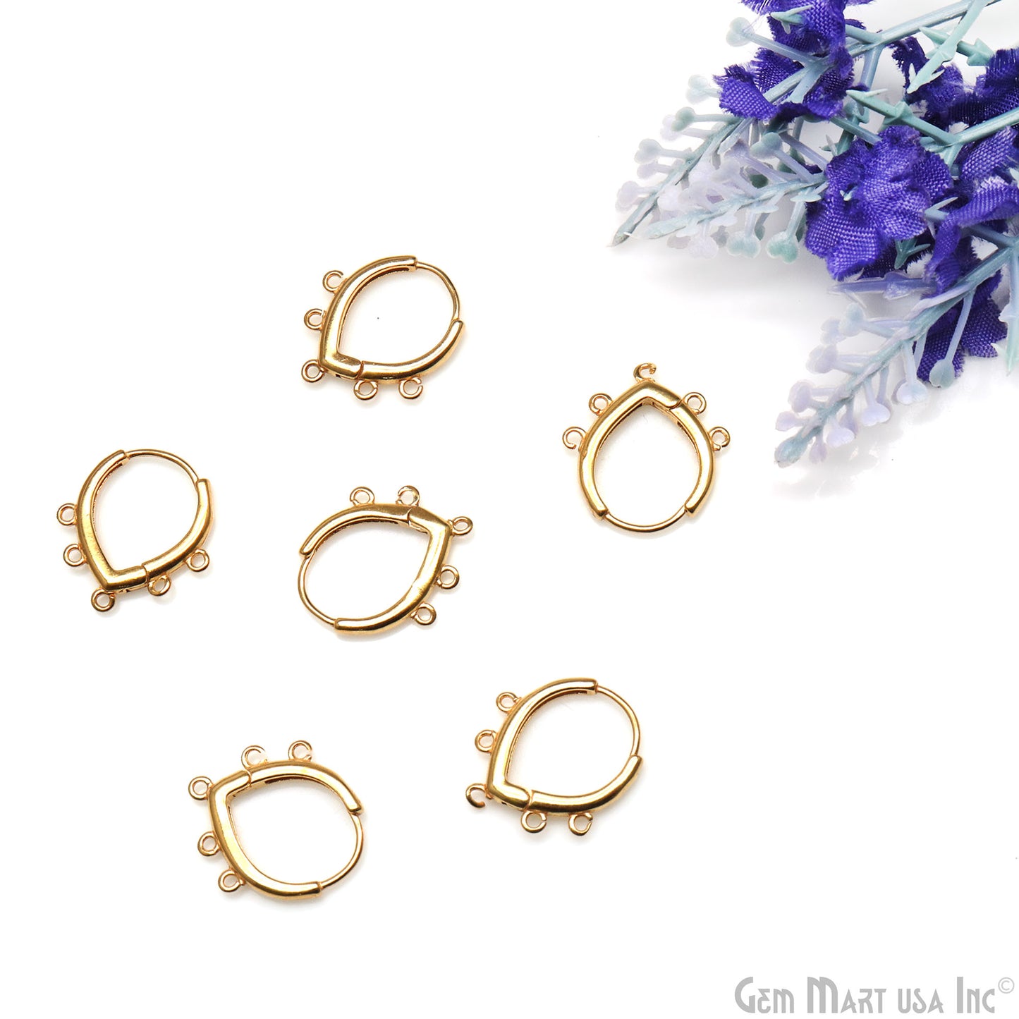 DIY Pears 5 Loop Hoop Clasp Finding Studs Gold Plated Hoop Earring 1 Pair