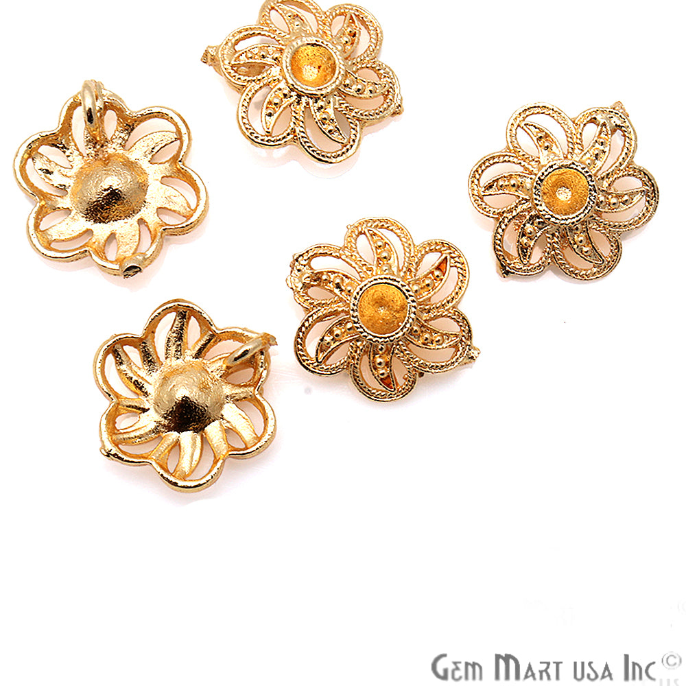 Flower Shape Gold Plated Finding Jewelry Charm - GemMartUSA