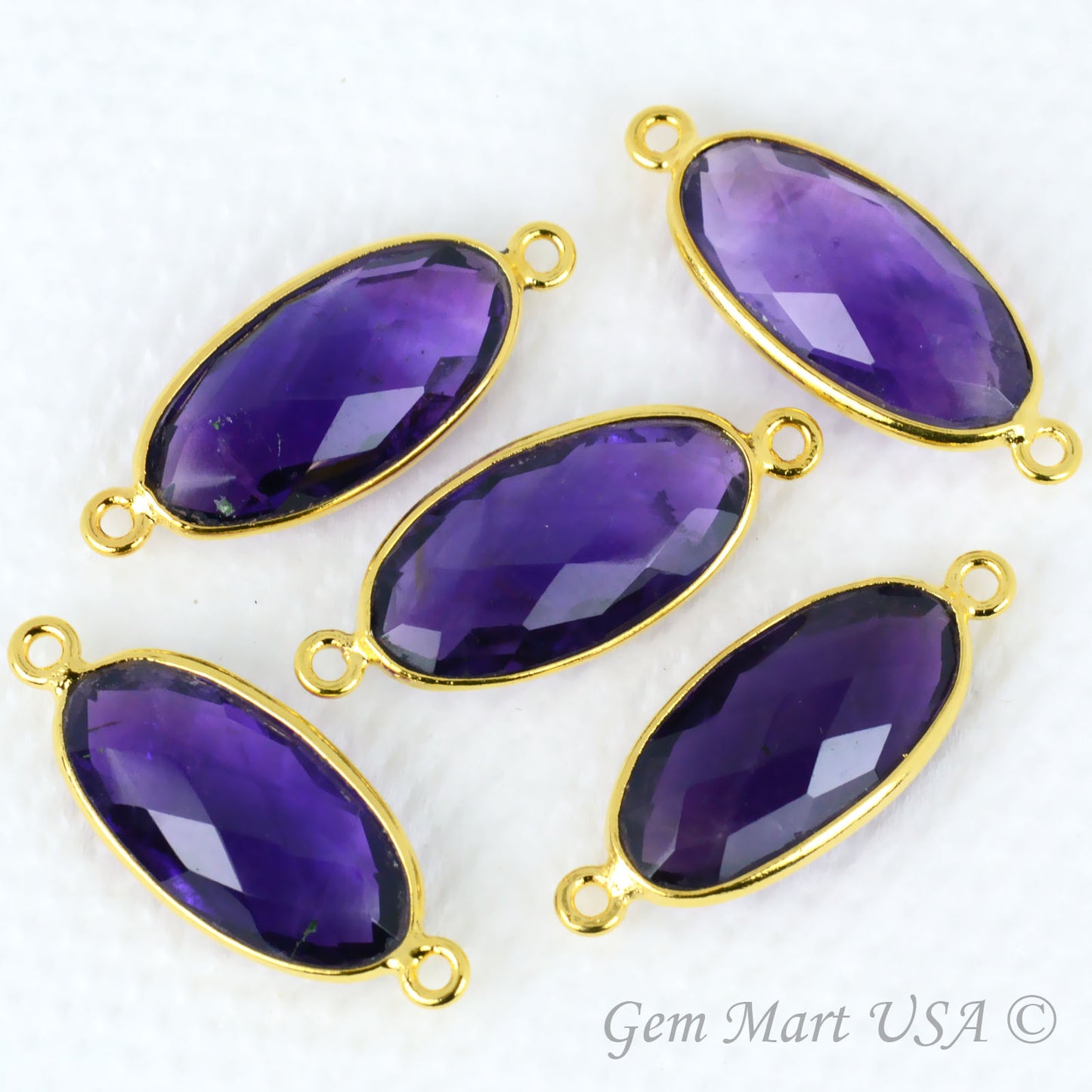 Oval 10x20mm Gold Bezel Double Bail Gemstone Connector