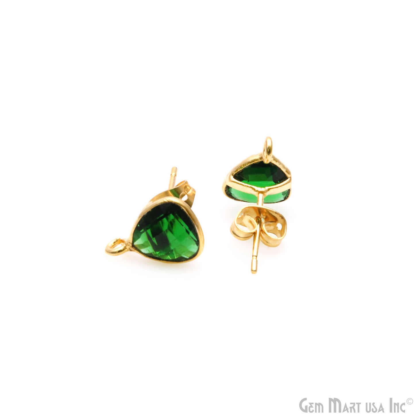 DIY Trillion 8mm Gold Bail Gemstone stud Earring