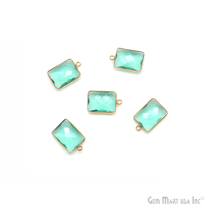 Apatite Baguette Shape 12x16mm Gold Plated Single Bail Gemstone Connector