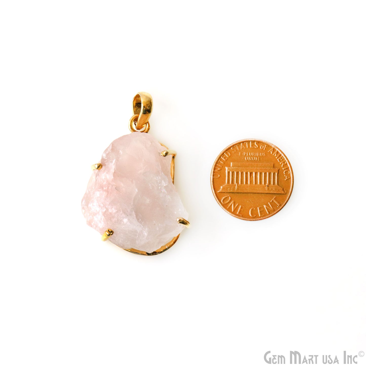 Natural Morganite Organic 32x21mm Gold Plated Prong Setting Single Bail Gemstone Pendant