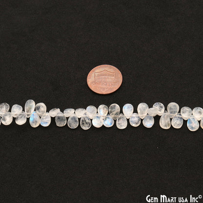 Rainbow Moonstone Teardrop Beads, 8 Inch Gemstone Strands, Drilled Strung Briolette Beads, Teardrop Shape, 9x5mm