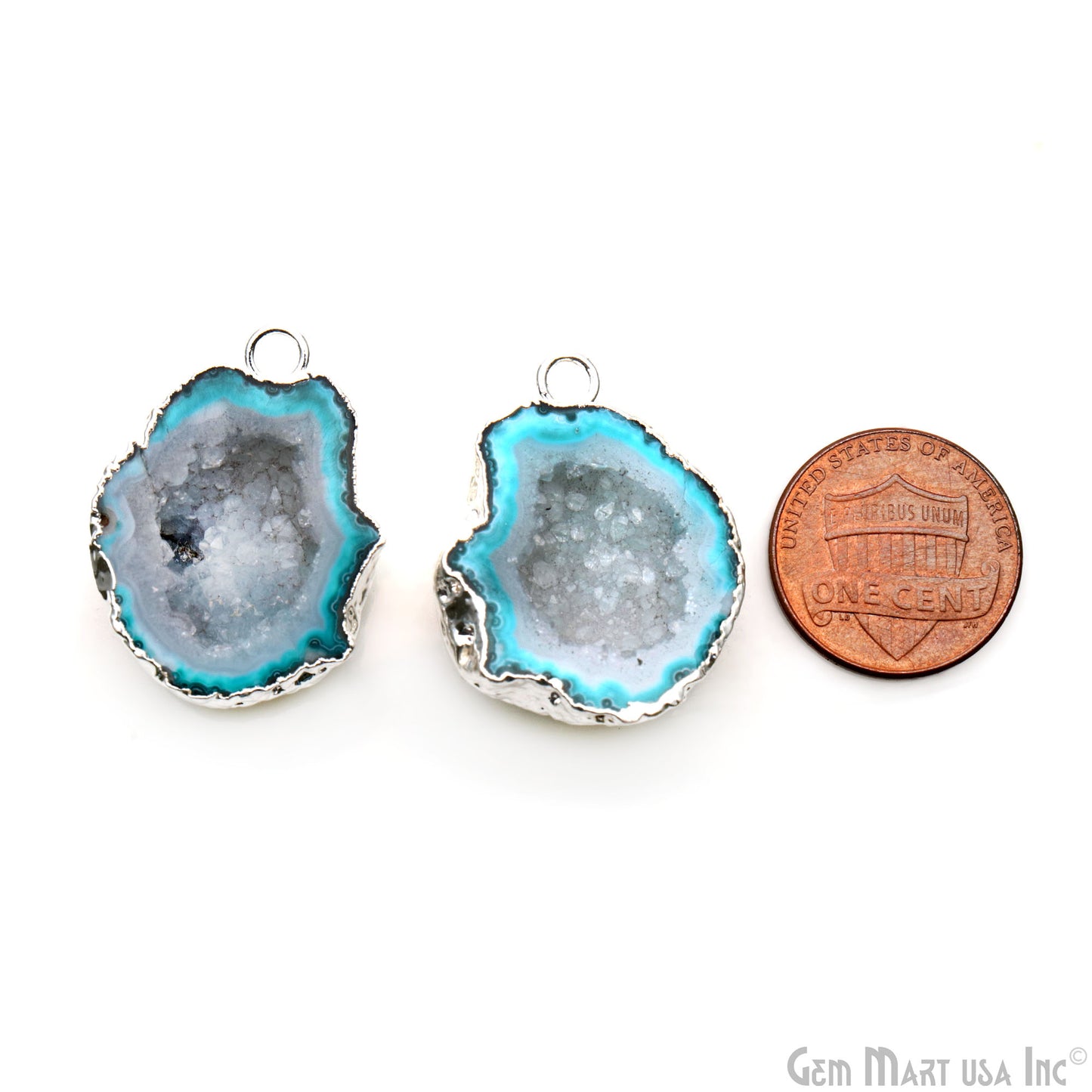 Geode Druzy 29x21mm Organic Silver Electroplated Single Bail Gemstone Earring Connector 1 Pair