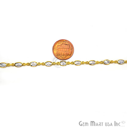 White Zircon 5x4mm Oval Gold Bezel Continuous Connector Chain - GemMartUSA (764305965103)