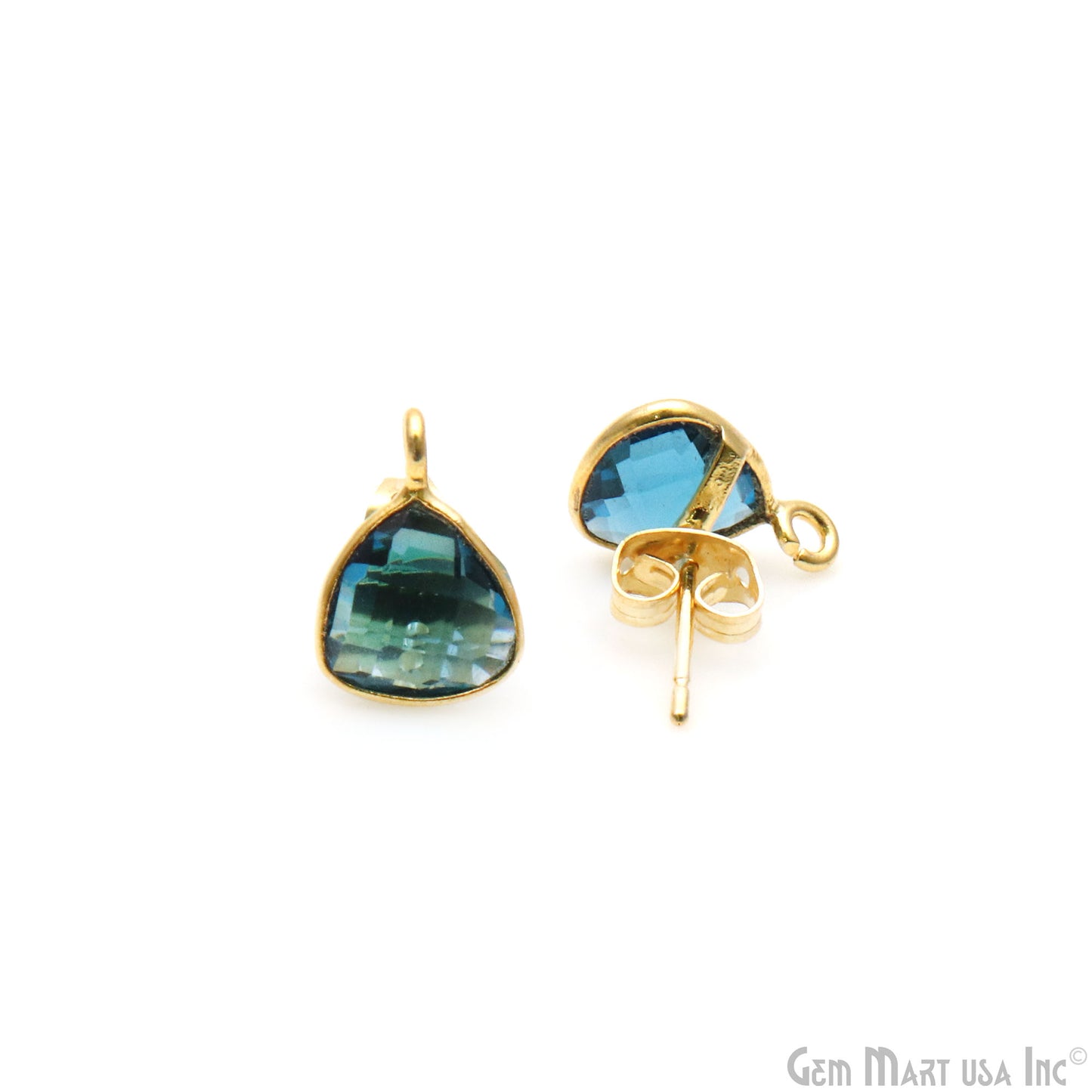 DIY Trillion 8mm Gold Bail Gemstone stud Earring