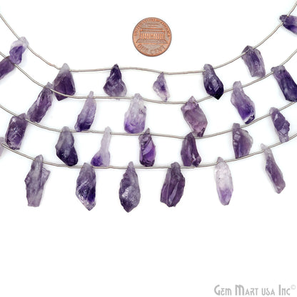 Amethyst Rough Beads, 9.5 Inch Gemstone Strands, Drilled Strung Briolette Beads, Free Form, 12x20mm