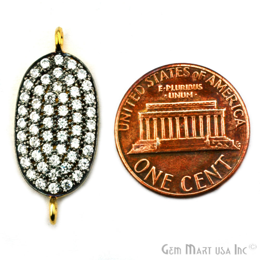 Oval' CZ Pave Gold Vermeil Charm for Bracelet & Pendants - GemMartUSA