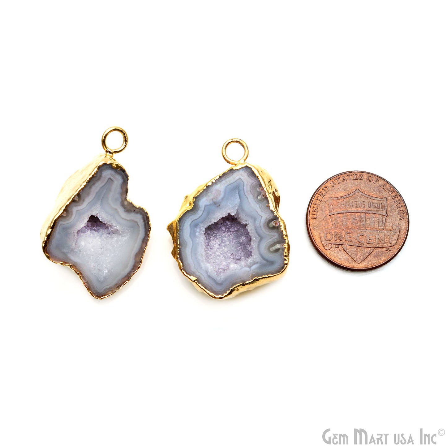 Geode Druzy 27x23mm Organic Gold Electroplated Single Bail Gemstone Earring Connector 1 Pair