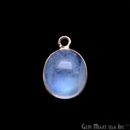 Rainbow Moonstone Cabochon 9x11mm Oval Shape Gold Electroplated Gemstone Connector - GemMartUSA