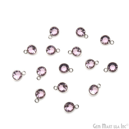 Morganite Quartz Round 6mm Brilliant Cut Silver Single Bail Connector