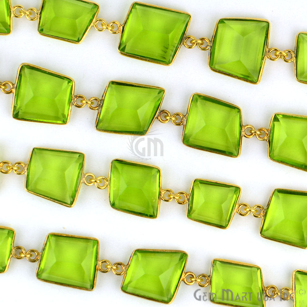 Peridot 10-15mm Faceted Gold Bezel Continuous Connector Chain - GemMartUSA (764291579951)