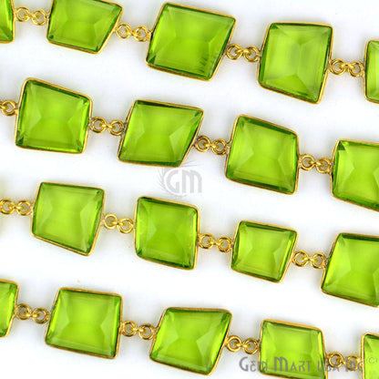Peridot 10-15mm Faceted Gold Bezel Continuous Connector Chain - GemMartUSA (764291579951)