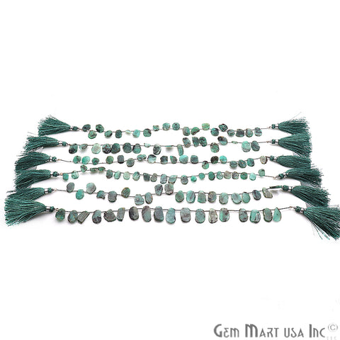 Rough Emerald Gemstone 14X10mm Beaded Handmade Silver Wire Rondelle - GemMartUSA