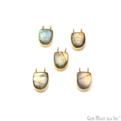 Labradorite Semi Oval 16x10mm Gold Electroplated Double Bail Connector