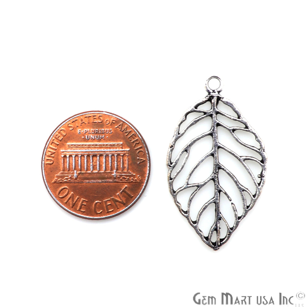 Leaf Shape Oxidized 31x18mm Charm For Bracelets & Pendants - GemMartUSA
