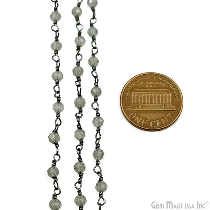 Gray Monalisa 3-3.5mm Oxidized Beaded Wire Wrapped Rosary Chain