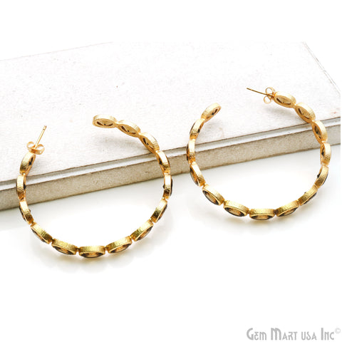 Gemstone Oval 7x5mm Gold Plated Round 54mm Hoop Earrings