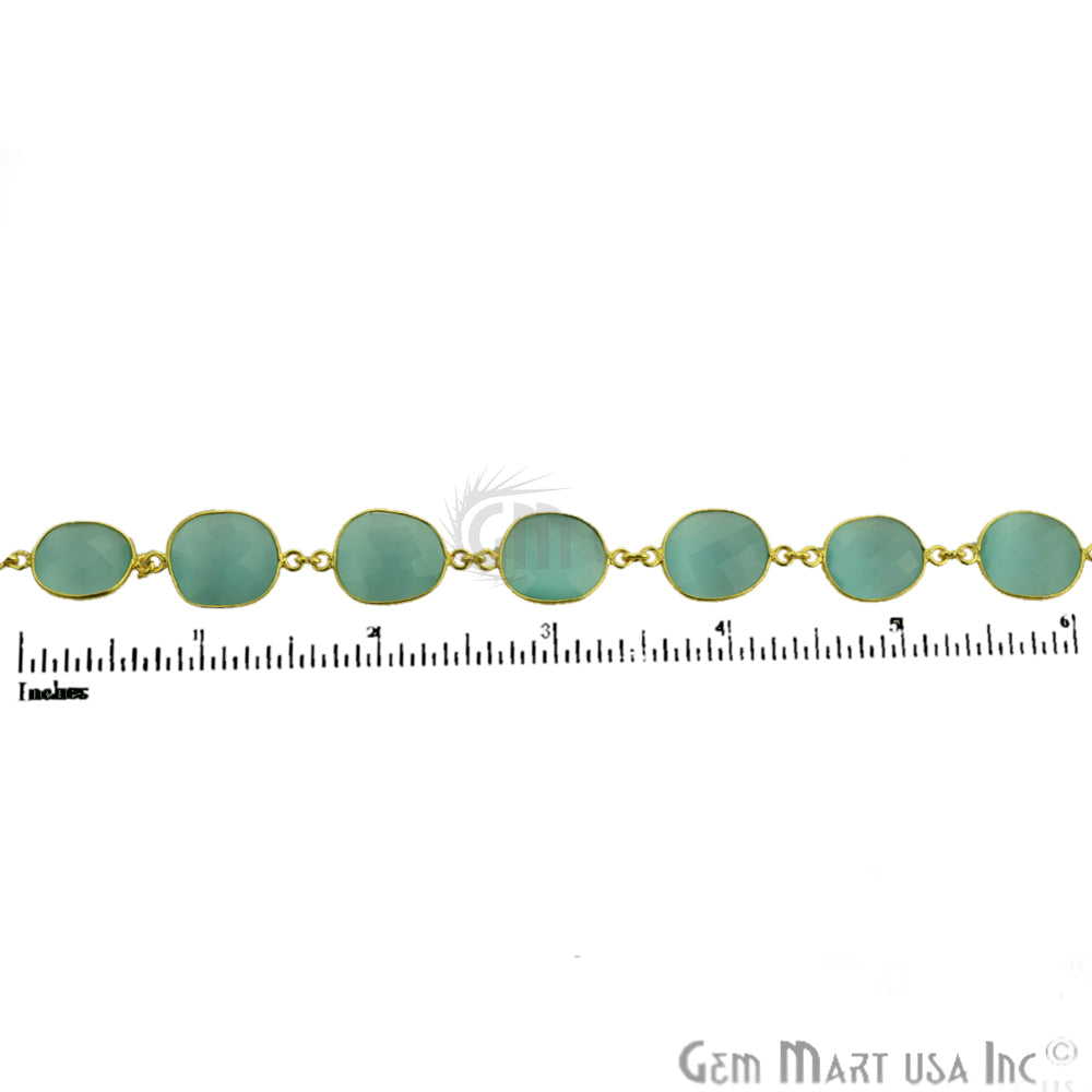 Aqua Chalcedony 10-15mm Mix Faceted Shape Gold Continuous Connector Chain - GemMartUSA (764003057711)