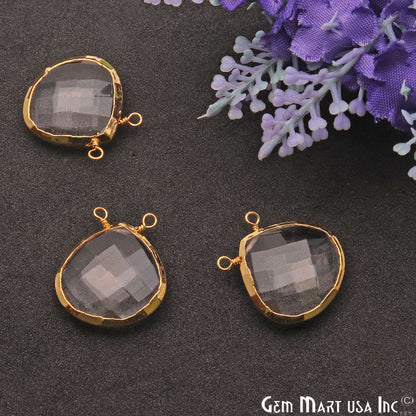 Gemstone 22x20mm Heart Shape Gold Electroplated Connector (Pick Your Gemstone) - GemMartUSA