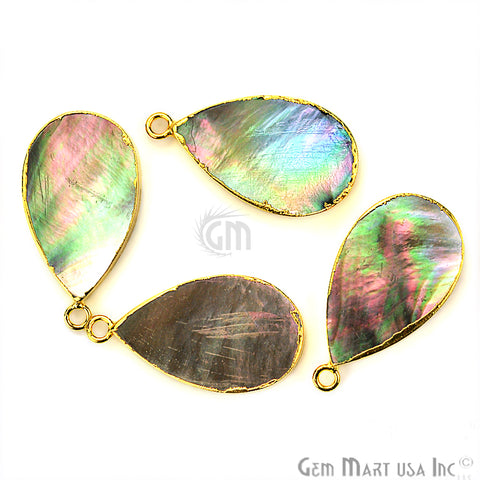 Abalone 15x25mm Pears Shape Gold Electroplated Single Bail Gemstone Connector - GemMartUSA
