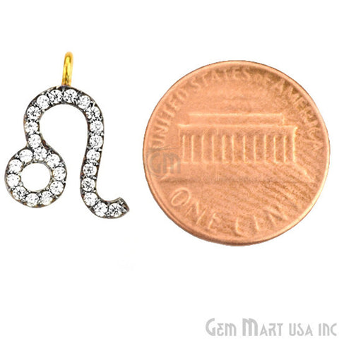 Leo' CZ Pave Gold Vermeil Charm for Bracelet & Pendants - GemMartUSA