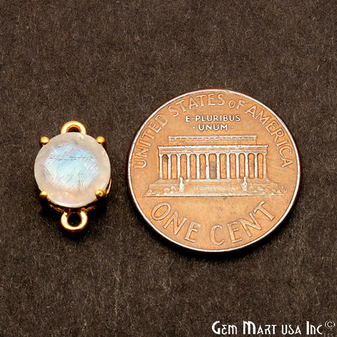 Rainbow Moonstone Prong Setting Gold Plated Flashy Gemstone Connector - GemMartUSA
