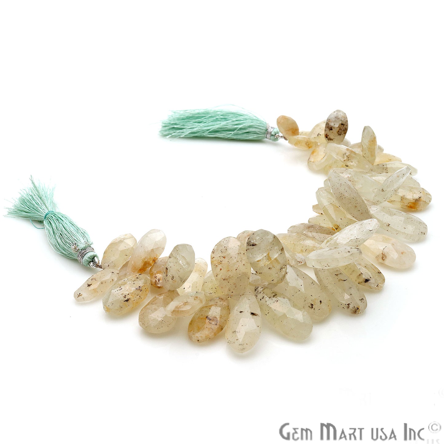 Moss Aquamarine Pears 29x11mm Crafting Beads Gemstone Strands 8INCH - GemMartUSA