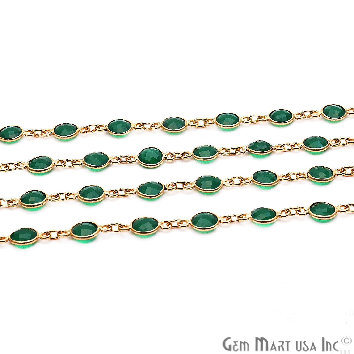 Green Onyx 5mm Bezel Link Gold Plated Continuous Connector Chain - GemMartUSA