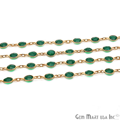 Green Onyx 5mm Bezel Link Gold Plated Continuous Connector Chain - GemMartUSA