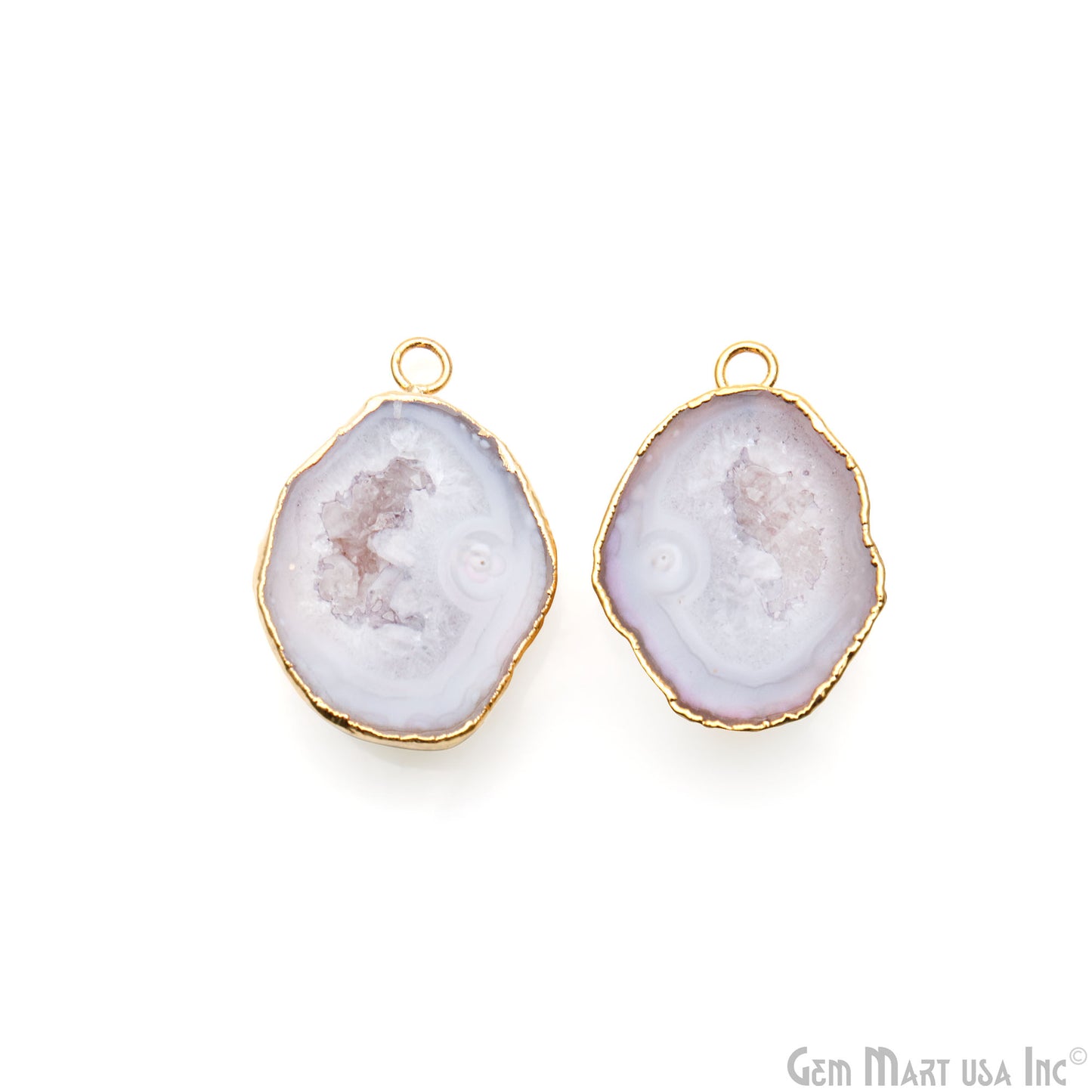 Geode Druzy 33x24mm Organic Gold Electroplated Single Bail Gemstone Earring Connector 1 Pair