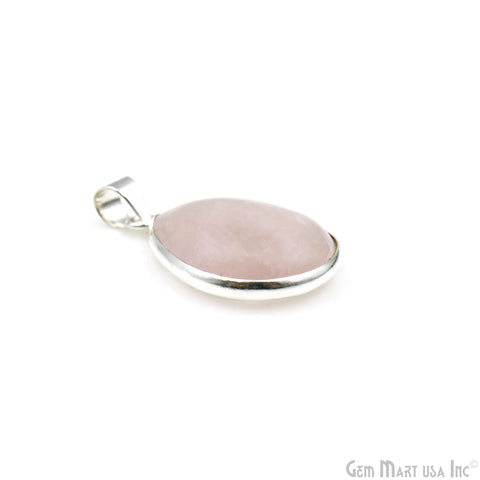 Rose Quartz Gemstone Pears 31x20mm Sterling Silver Necklace Pendant 1PC